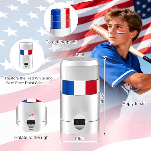 Go Ho Red White and Blue Eye Black Stick - Patriotic Face Paint