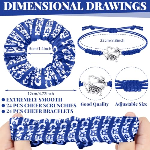 Blue Cheerleader Hair Scrunchies & Bracelets Set - 20 pcs for Women & Girls