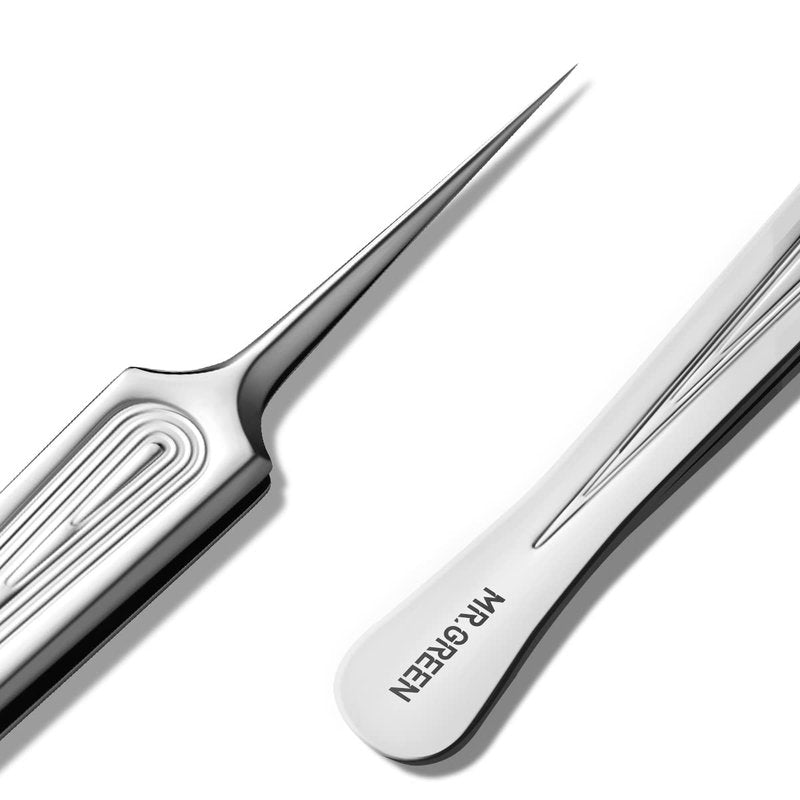 MR.GREEN Ingrown Hair Tweezers Needle Nose Pointed Tips Tweezers For Eyebrows Splinters Blackhead Removal Precision Stainless Steel Clip Extractor