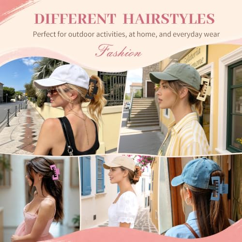 Hat-Friendly Claw Clips for Women - 12 PCS Colorful Hair Clips