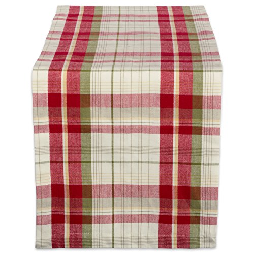 DII Orchard Plaid Table Runner - 14x72 inches, Taupe/Red