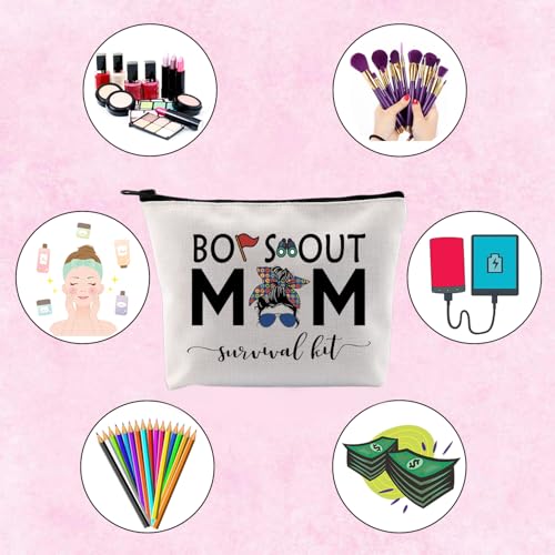 Scout Mom Gift Survival Kit Makeup Bag - Scouting Zipper Pouch for Women