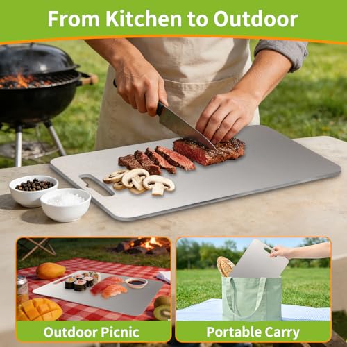 304 Stainless Steel Cutting Board - Double-Sided, 13.5x9in, Dishwasher Safe