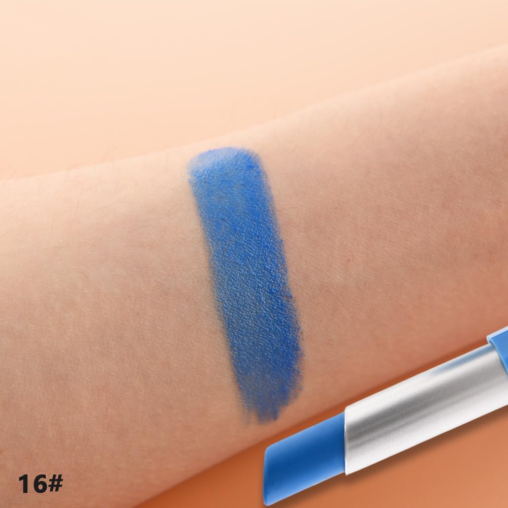 HHLTOH Sky Blue Matte Lipstick - Pigmented Lip Crayon & Face Paint Stick for Women Everyday Halloween Birthday Party Wear, Younger-Looking Lip Makeup, Labial para fiesta de disfraces 16