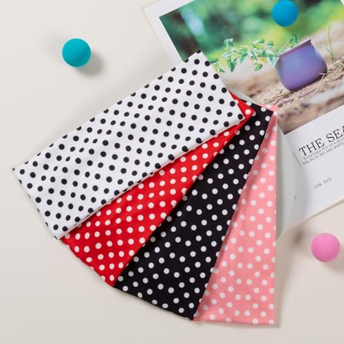 SENMAY Women's Polka Dot Fabric Headbands 3-Pack Wide Stretch Hair Accessories