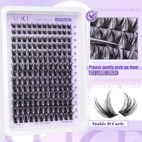 ALICE Lash Clusters Wispy Eyelash Clusters 10-18mm 168pcs Cluster Eyelash Extensions Natural Volume Lash Extensions DIY Individual Lashes with Soft Thin Band
