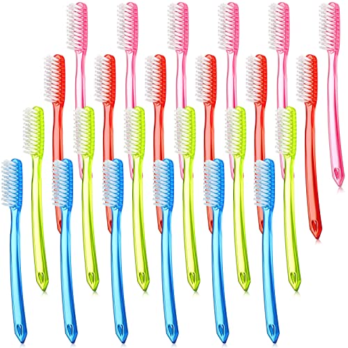 24 Pieces Extra Hard Firm Bristle Toothbrush Set for Adults with Full Head, Multi-Color