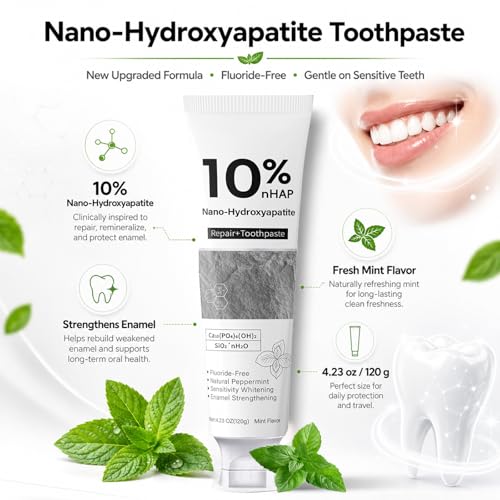 Fluoride-Free Nano-Hydroxyapatite Toothpaste for Enamel Repair - 4.23oz