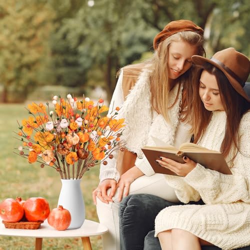 8Pcs Fall Artificial Flower Pumpkin Picks - Autumn Table Decor