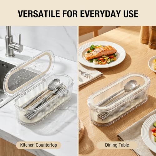 Flatware Tray with Lid - Durable Utensil Organizer for Easy Storage