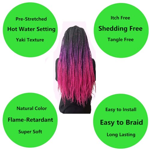 28 Inch Burgundy Red Pre-Stretched Synthetic Braiding Hair - High Temp Fiber, Easy to Install, 1 Pack
