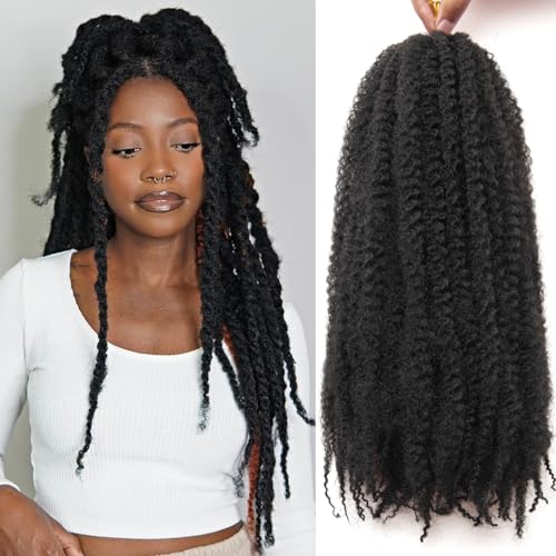 XSASLYET Marley Twist Braiding Hair 18 Inch 1B - 8 Packs, Afro Kinky Texture
