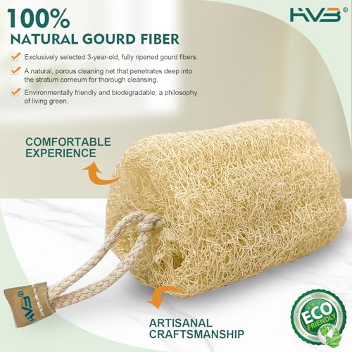 HVB Natural Loofah Exfoliating Bath Sponge - Pack of 4