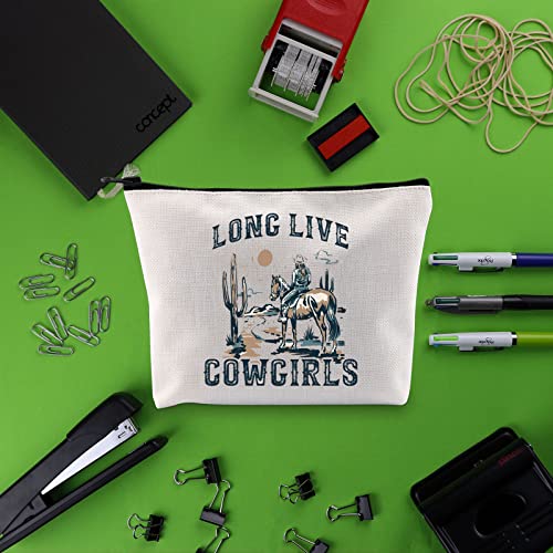 Long Live Cowgirl Western Rodeo Zipper Makeup Bag - Western Women Cosmetic Bag