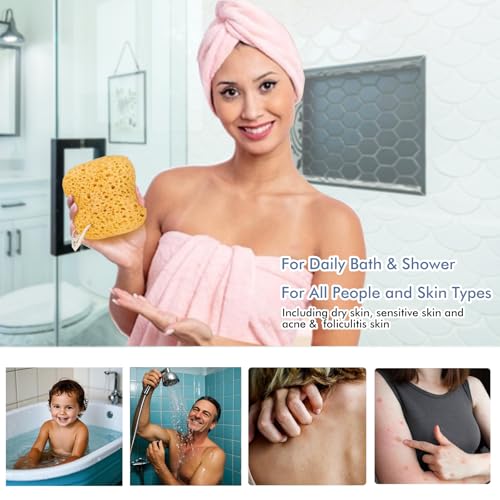Azymi Multi-Color Bath Sponges for Adults - 3 Pack Gentle Exfoliation