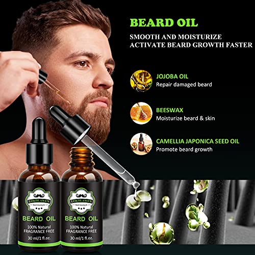 Men's 10-in-1 Beard Grooming Kit with Oil, Balm, Scissors & Storage Bag