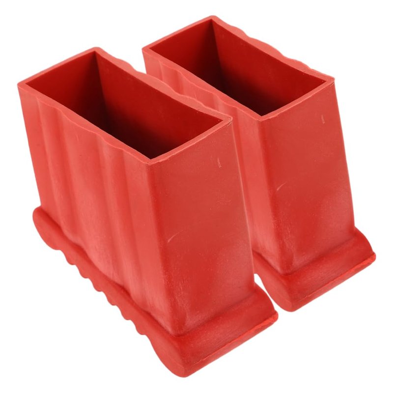 Angoily 2Pcs Ladder Feet Covers 3.54X3.14X1.57In - Non Slip Rubber Replacement Pads for Aluminum Extension Ladders - Red Safety Bumpers