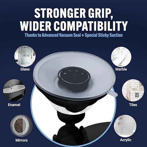MIRRORVANA Fogless Shower Mirror for Shaving with Upgraded Suction, Anti Fog Shatterproof Surface and 360¡Æ Swivel, 1X Magnifying, 6.3 x 6.3 Inch (Black)
