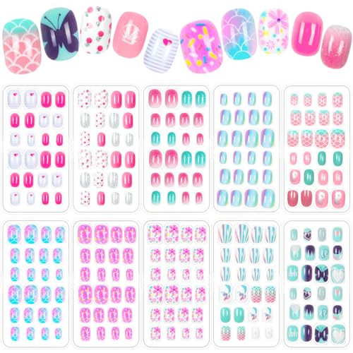 Gradient Fake Nails for Kids - 240 Piece Press-On Nail Set
