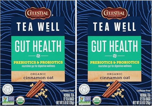 Celestial Seasonings TeaWell Organic Gut Health Herbal Tea - Cinnamon Oat, 24 Count