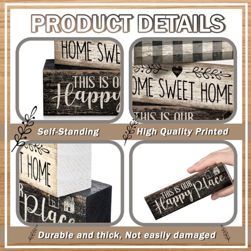Moucuny 4-Piece Farmhouse Black & White Wooden Signs Set