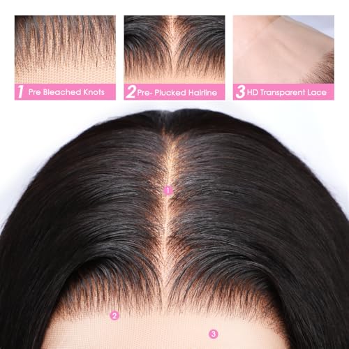 Pizazz 13x6 Body Wave Transparent Lace Front Wigs Human Hair Pre Plucked 180 Density HD Lace Frontal 9A Glueless Wigs with Baby Hair for Women 26Inch
