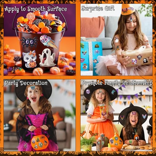 Ozepao 100 Pcs Halloween Temporary Tattoos - Pumpkins, Ghosts & More