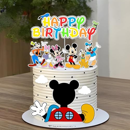10-Piece Cartoon Birthday Cake Decoration Set with Topper