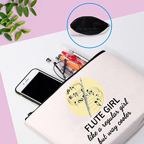Flute Player Makeup Bag - Travel Zipper Pouch Gift for Flutists