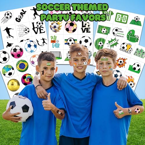 60 PCS Soccer Temporary Tattoos - Fun Party Favors for Kids