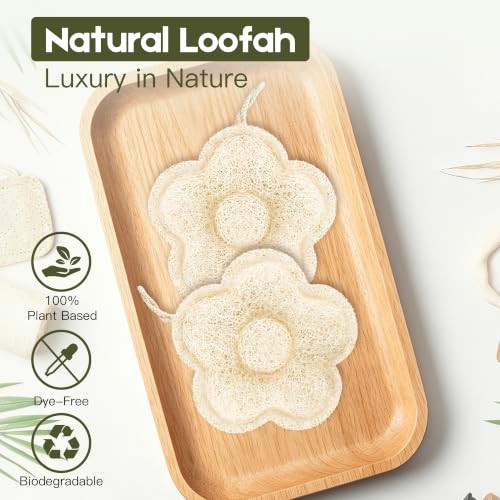 Egyptian Loofah Sponge Set - Gentle Exfoliating Bath Scrubbers (2 Pack)