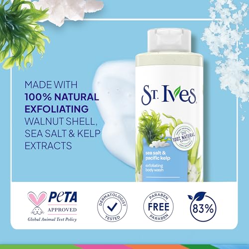 St. Ives Exfoliating Body Wash with Sea Salt & Pacific Kelp - 22 Fl Oz (Pack of 2)