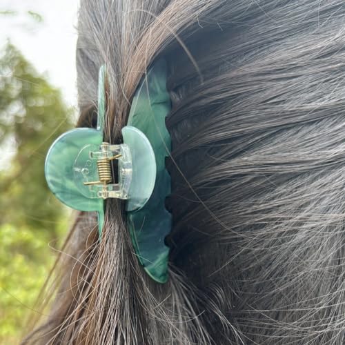 Large Hair Claw Clips - 4-Piece Non-Slip Green Jaw Clips for Thick Hair