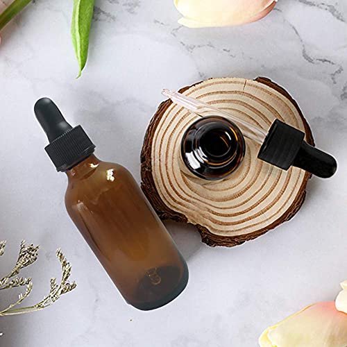 12 Pack 4oz Amber Glass Dropper Bottles - Refillable Boston Round for Oils