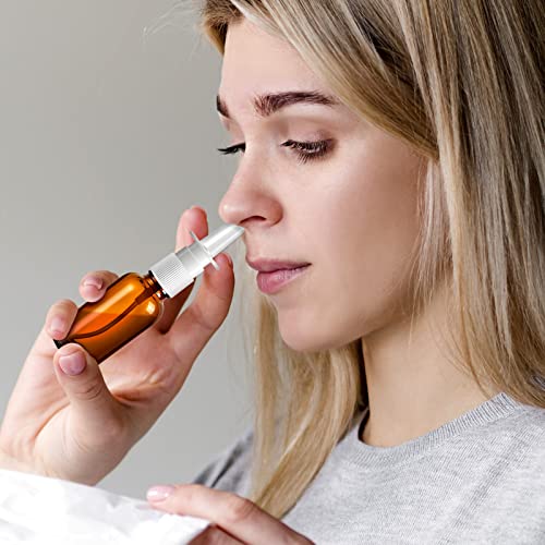 Brown 20 Pcs Glass Refillable Nasal Spray Bottles 30ML with Labels & Funnels