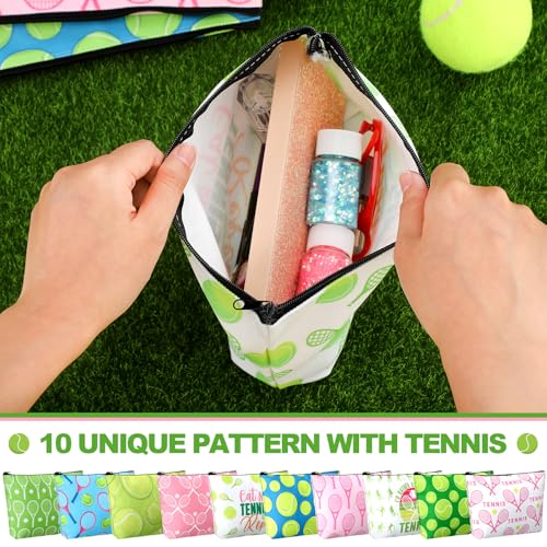 Bulyoou 10 Pcs Tennis Makeup Bags - Tennis Gifts for Women & Ladies, 8.7x5.9 inches
