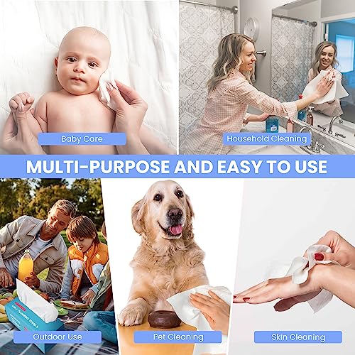 100 Pack Organic Viscose Facial Cleansing Towels for Sensitive Skin - Ultra Soft Dry Wipes
