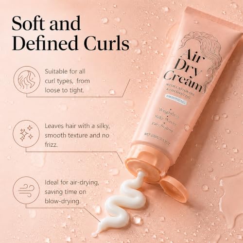 Lumigrace Air Dry Cream with Castor & Coconut Oil - 3.53 Oz | Lightweight, Anti-Frizz Styling for Wavy & Curly Hair