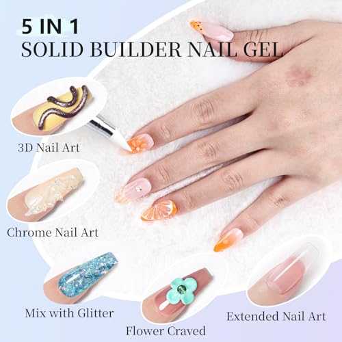 JEWHITENY 12-Color Non-Sticky Builder Gel Set for Nail Art