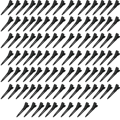BetterJonny 100 Pack Black Single Prong Curl Hair Clips 1.75 Inch for Salon & DIY