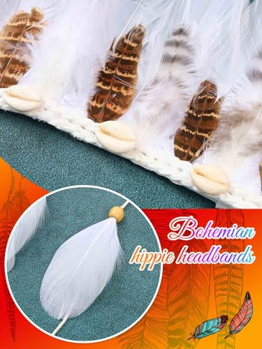 GORTIN Native American Feather Headband - Boho Hair Accessory for Women