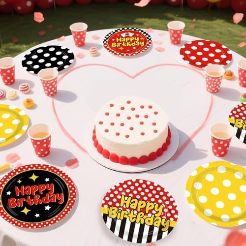 60Pcs Cartoon Mouse Birthday Paper Plates - 9" Heavy Duty Disposable Dinnerware