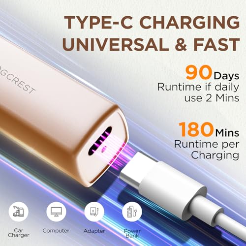 VG VOGCREST Gold 2-in-1 Rechargeable Facial Hair Remover & Eyebrow Trimmer
