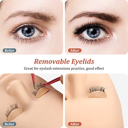 Maitys 6 Pairs Replacement Eyelids for Lash Mannequin Head - Tan Color