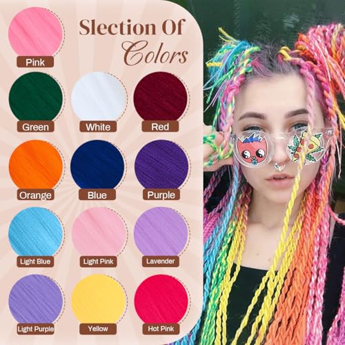 26 Inch Pre-Stretched Braiding Hair Extensions - Blue, White, Red (3 Pack)