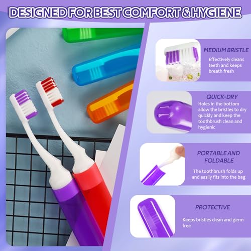 Vporui Purple Collapsible Travel Toothbrush Case & Cup Set - Portable Oral Care