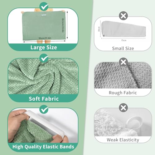 Microfiber Hair Towel Wrap for Long Curly Hair - 2 Pack Quick Dry Towels