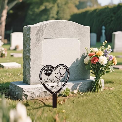 Mom Memorial Grave Marker - Happy Heavenly Birthday Plaque