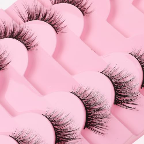 KFHENSOMR Style B Faux Mink Half Eyelashes Natural Fluffy Cat Eye Lashes 7-15mm