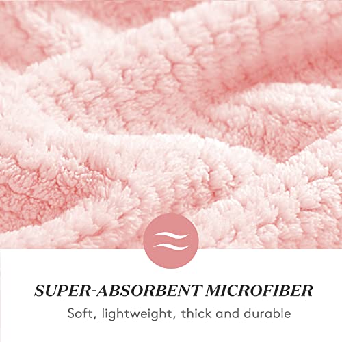 YFONG Microfiber Hair Towel Wrap - Fast Drying, Super Absorbent, 26" x 40", Pink